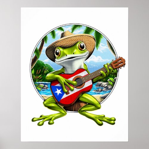 Puerto Rico Coqui Frog Poster
