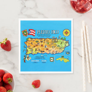 Puerto Rico Country Map Napkins