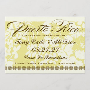 PUERTO RICO Destination Tropical Floral Linen Invitation