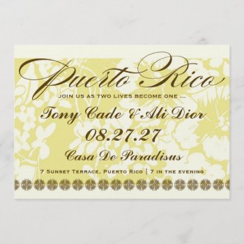 Puerto Rico Destination Tropical Floral Linen Invitation by 2TICKETS2PARADISE at Zazzle
