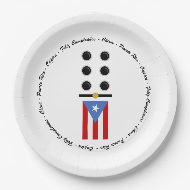 Puerto Rico Domino Paper Plate (Front)