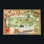 Puerto Rico Doormat<br><div class="desc">Very fun!  A vintage postcard map of Puerto Rico repurposed on a doormat.</div>