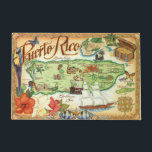 Puerto Rico Doormat<br><div class="desc">Very fun! A vintage postcard map of Puerto Rico repurposed on a doormat.</div>