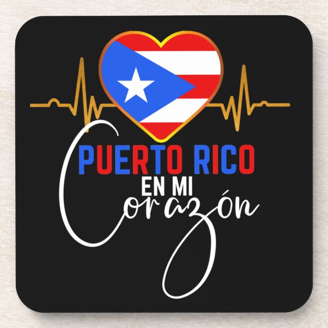 Puerto Rico en mi Corazon Puerto Rican Pride  Beverage Coaster (Front)