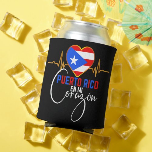 Puerto Rico en mi Corazon Puerto Rican Pride   Can Cooler