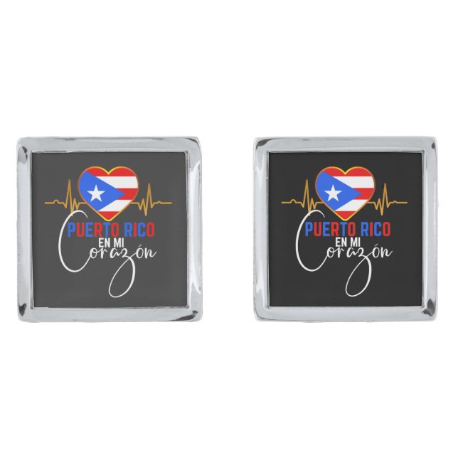 Puerto Rico en mi Corazon Puerto Rican Pride   Cufflinks (Front)