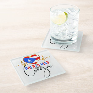 Puerto Rico en mi Corazon Puerto Rican Pride  Glass Coaster