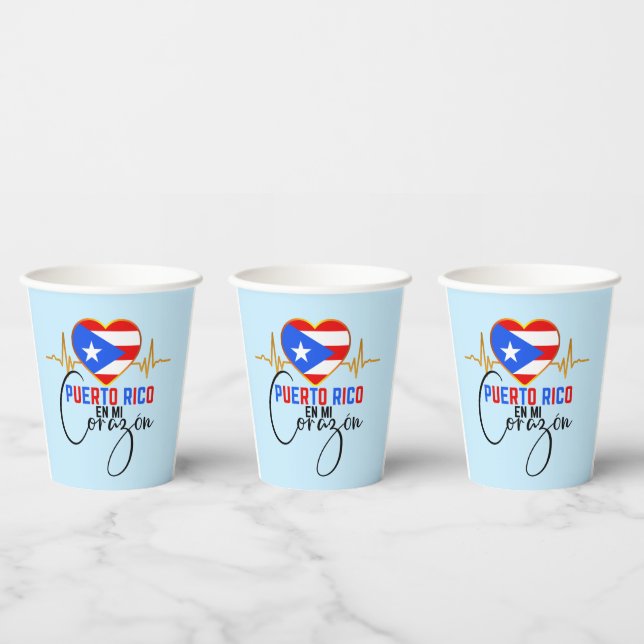 Puerto Rico en mi Corazon Puerto Rican Pride  Paper Cups (Multi)