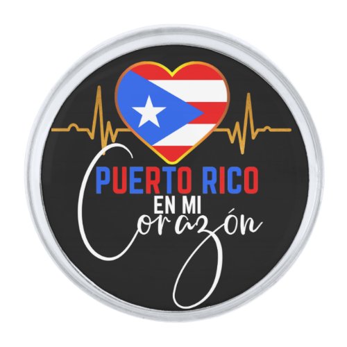 Puerto Rico en mi Corazon Puerto Rican Pride   Silver Finish Lapel Pin