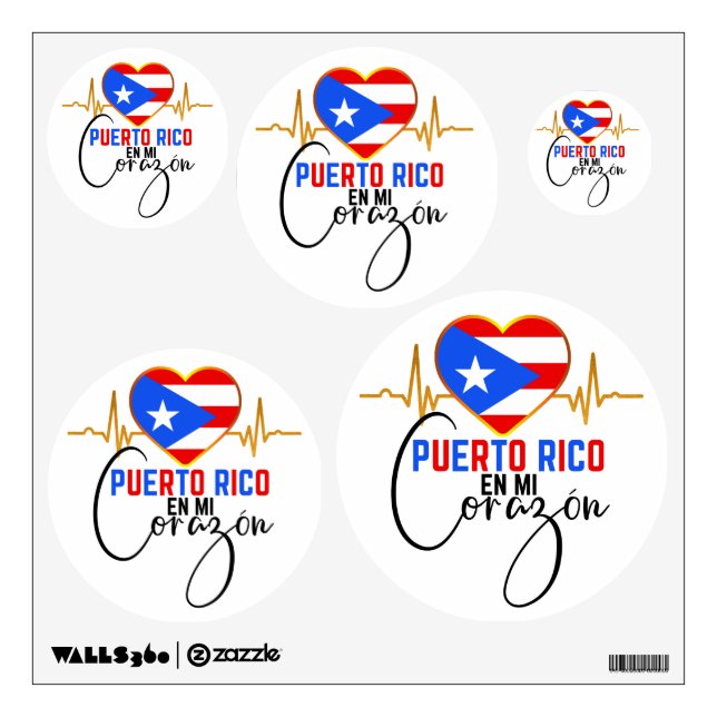 Puerto Rico en mi Corazon Puerto Rican Pride Wall Decal (Front)