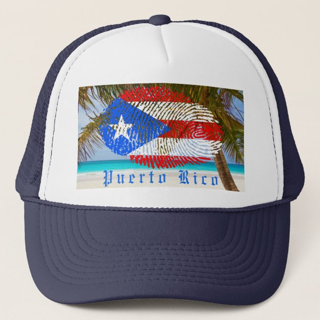 Puerto Rico Finger Print Trucker Hat (Front)