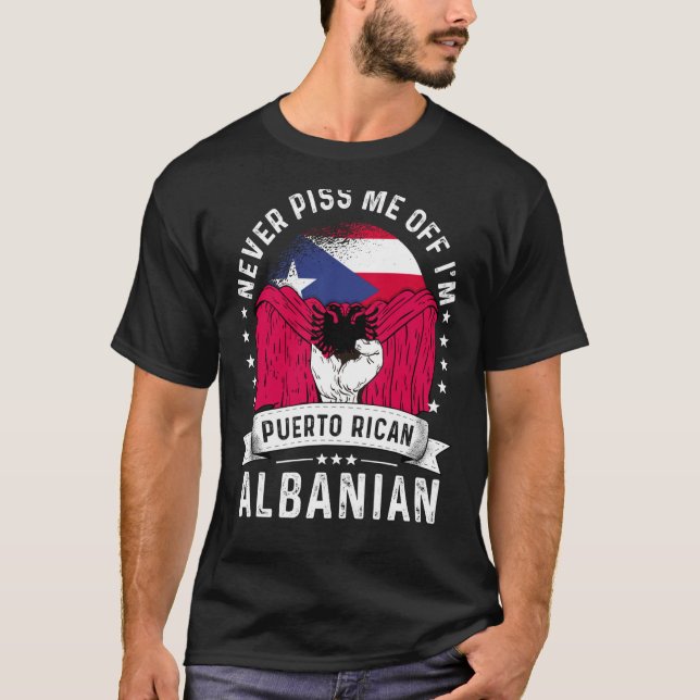 Puerto Rico Flag Albania Grown Humor Pride T-Shirt (Front)