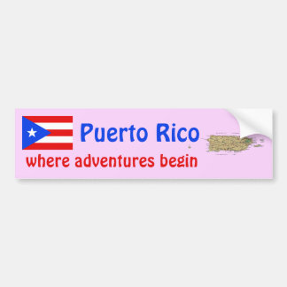 Puerto Rico Flag and Map Bumper Sticker