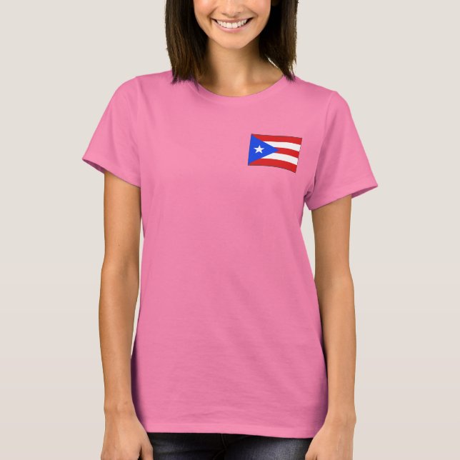 Puerto Rico Flag and Map dk T-Shirt (Front)