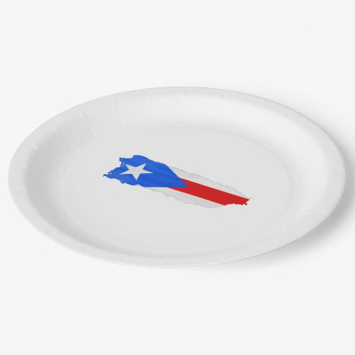 Puerto Rico flag and map Paper Plates