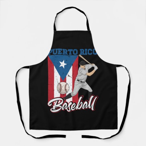 Puerto Rico Flag Baseball Boricua Player Sport Bat Apron