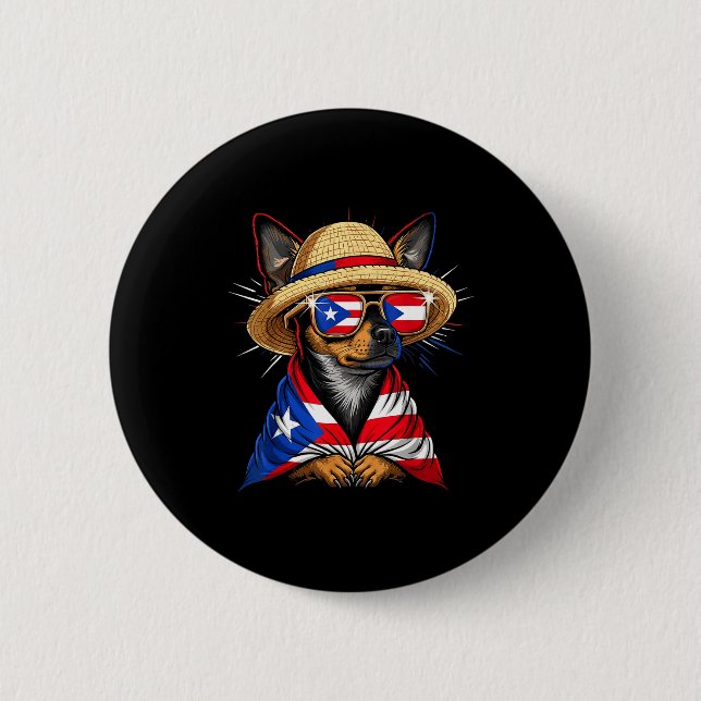 Puerto Rico Flag Boricua Puerto Rican Flag  Button (Front)