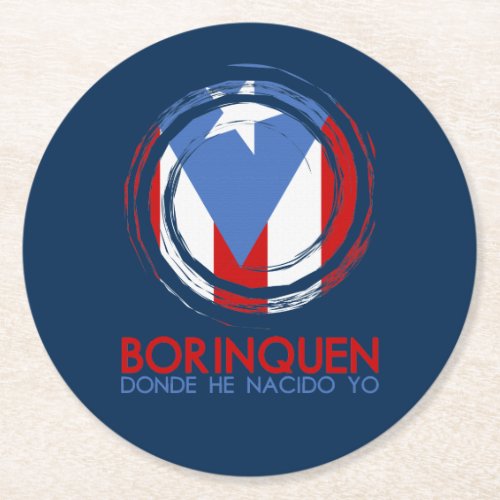 Puerto Rico Flag Borinquen Round Paper Coaster