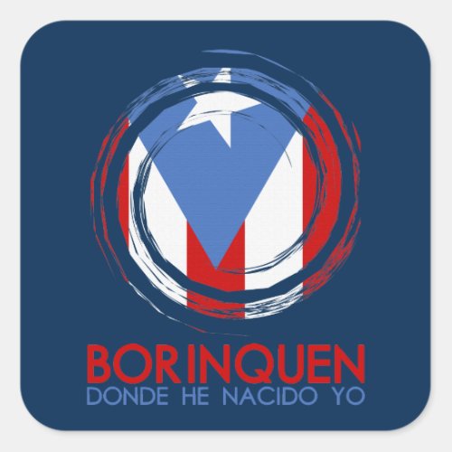 Puerto Rico Flag Borinquen Square Sticker