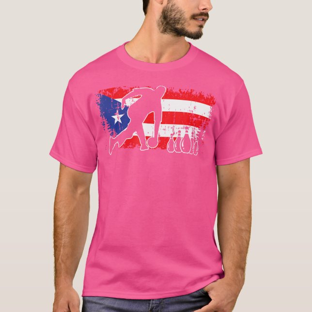 Puerto Rico Flag Bowling League Team Coach Cool Bo T-Shirt (Front)