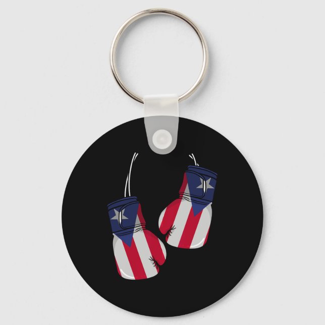 Puerto Rico Flag Boxing Gloves Boxer Boricua Patri Keychain (Front)