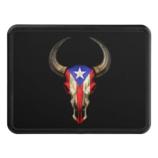 Puerto Rico Flag Bull Skull Trailer Hitch Cover