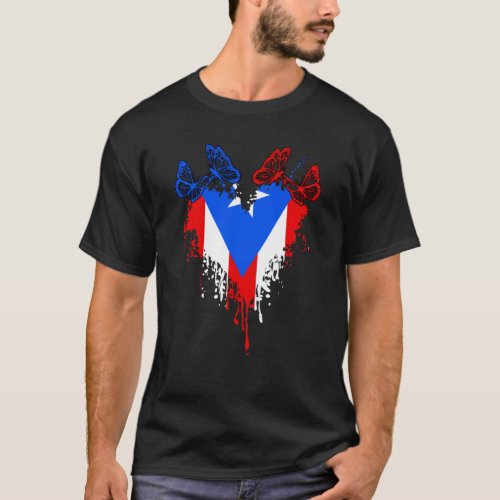 Puerto Rico Flag Butterfly For Boricua Pride T_Shirt