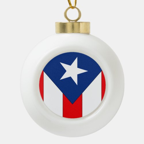 Puerto Rico Flag Ceramic Ball Christmas Ornament