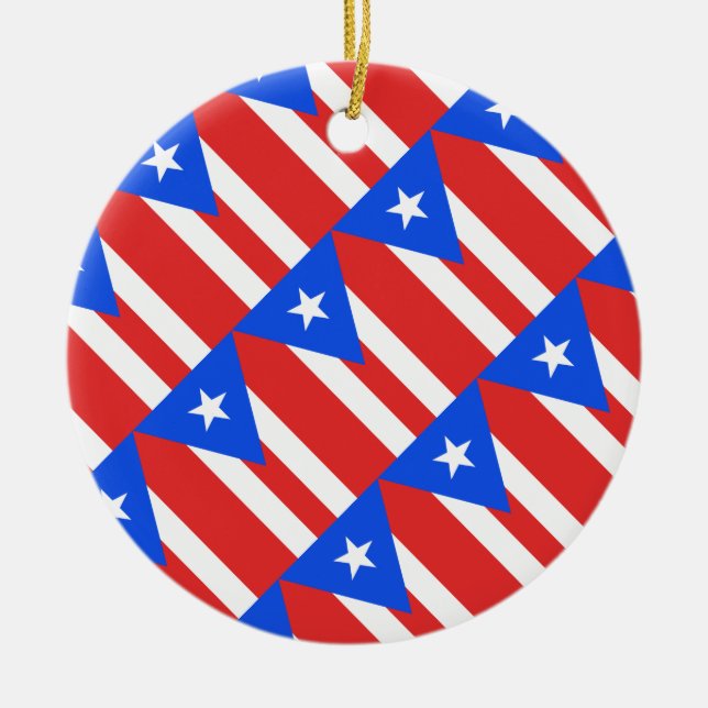 Puerto Rico Flag Ceramic Ornament (Front)