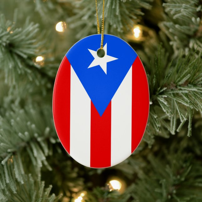 Puerto Rico Flag Ceramic Ornament (Tree)