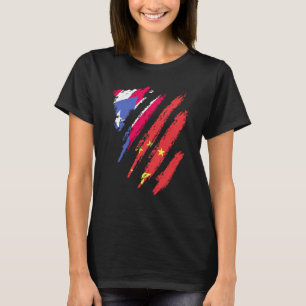 Puerto Rico Flag China Grown Patriot Country Strip T-Shirt