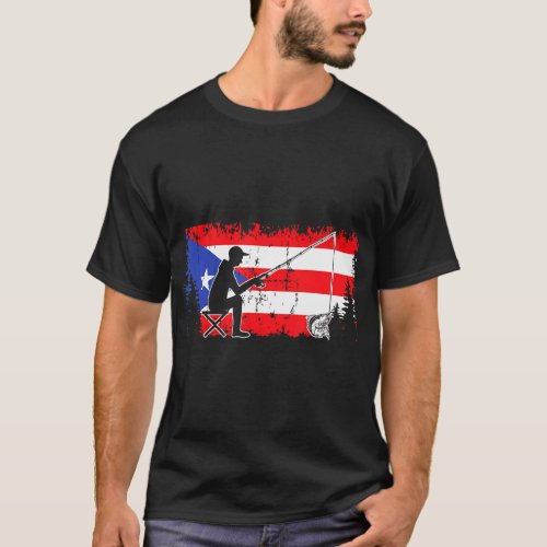 Puerto Rico Flag Cool Dad Fishing Fisherman T_Shirt