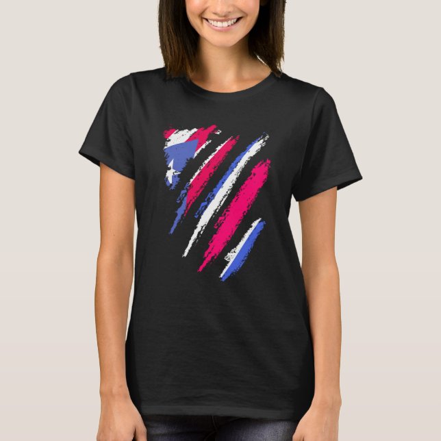 Puerto Rico Flag Costa Rica Grown Patriot Country  T-Shirt (Front)