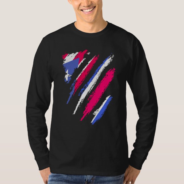 Puerto Rico Flag Costa Rica Grown Patriot Country  T-Shirt (Front)