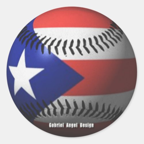 Puerto Rico Flag Covering a Baseball Classic Round Sticker