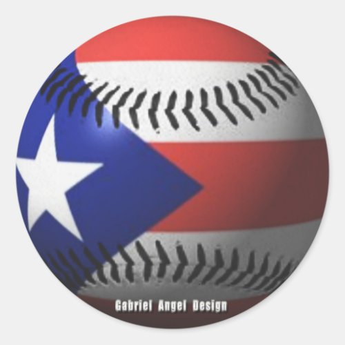 Puerto Rico Flag Covering a Baseball Classic Round Sticker Puerto Rico Flag Covering a Baseball Classic Round Sticker