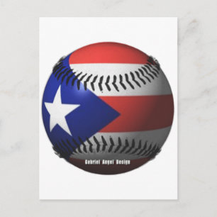 Puerto Rico Flag Covering a Baseball Postcard