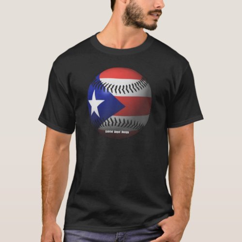 Puerto Rico Flag Covering a Baseball T_Shirt