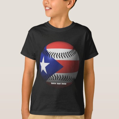 Puerto Rico Flag Covering a Baseball T_Shirt