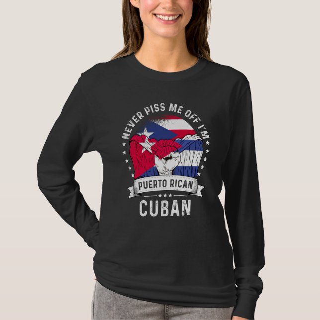 Puerto Rico Flag Cuba Grown Humor Pride T-Shirt (Front)