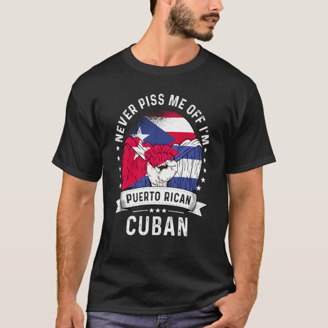 Puerto Rico Flag Cuba Grown Humor Pride T-Shirt (Front)