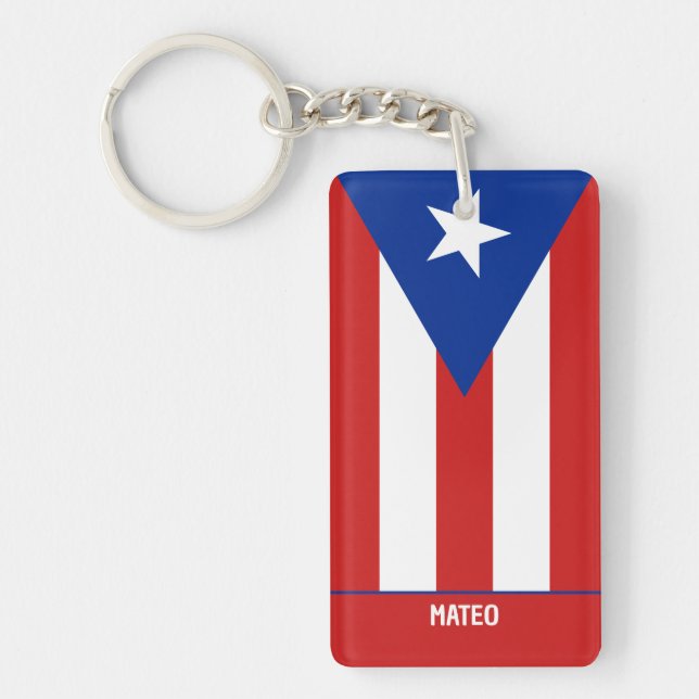 Puerto Rico Flag Custom Keychain (Front)