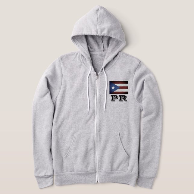 Puerto Rico flag custom zipped hoodie for men (Laydown)