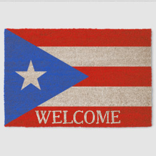 Puerto Rico Flag Design Fiber Doormat