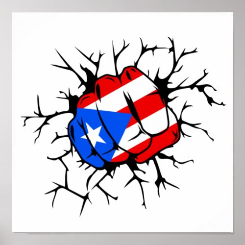 Puerto Rico Flag Fist Cool Poster