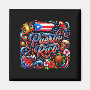 Puerto rico flag floral frog boricua hispanic magnet