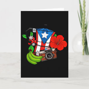 Puerto Rico Flag Floral Frog Boricua Women Hispani Card