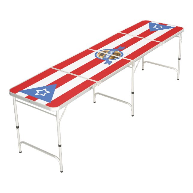 Puerto Rico Flag Game Personalized Beer Pong Table (Angled)