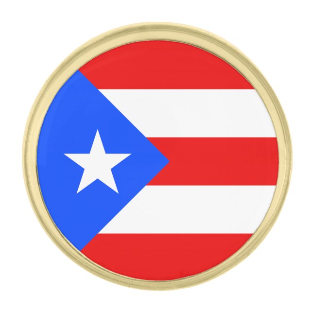 Puerto Rico Flag Gold Finish Lapel Pin (Front)