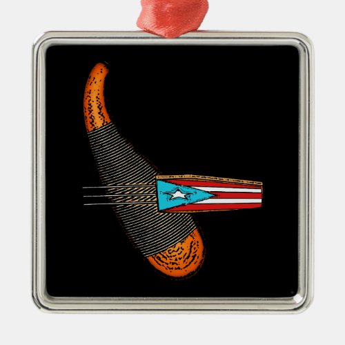 Puerto Rico Flag Guiro Metal Ornament
